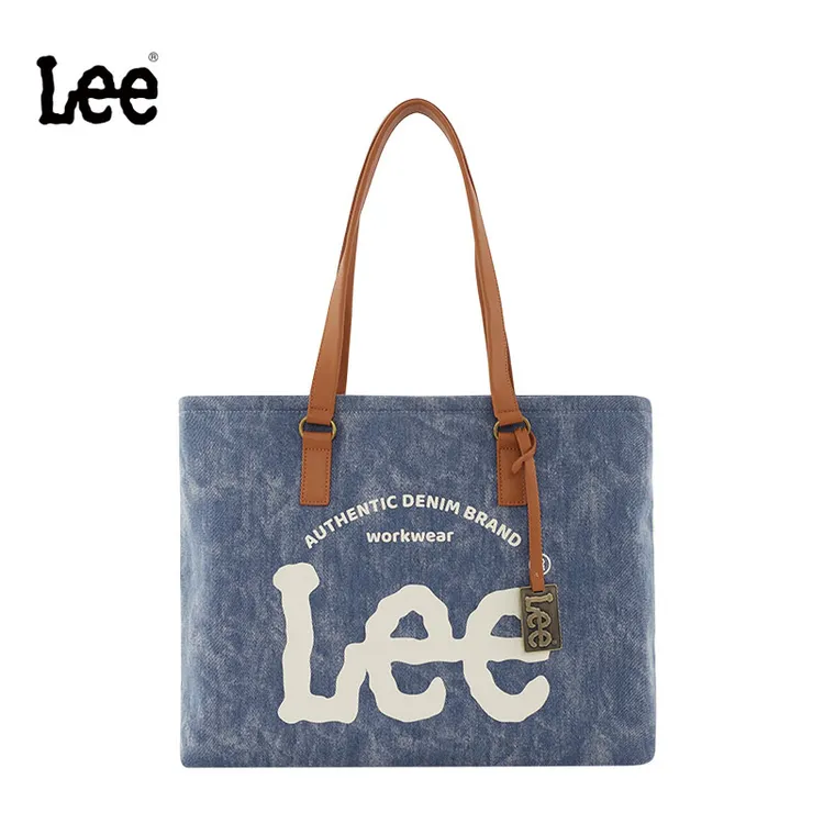 Lee潮流大托特学院风复古春夏水洗手提包单肩包时尚牛仔美式包包商品图