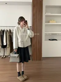 【思念代替】设计感减龄～小个子羊毛双面尼～韩系短款百搭羊毛呢子