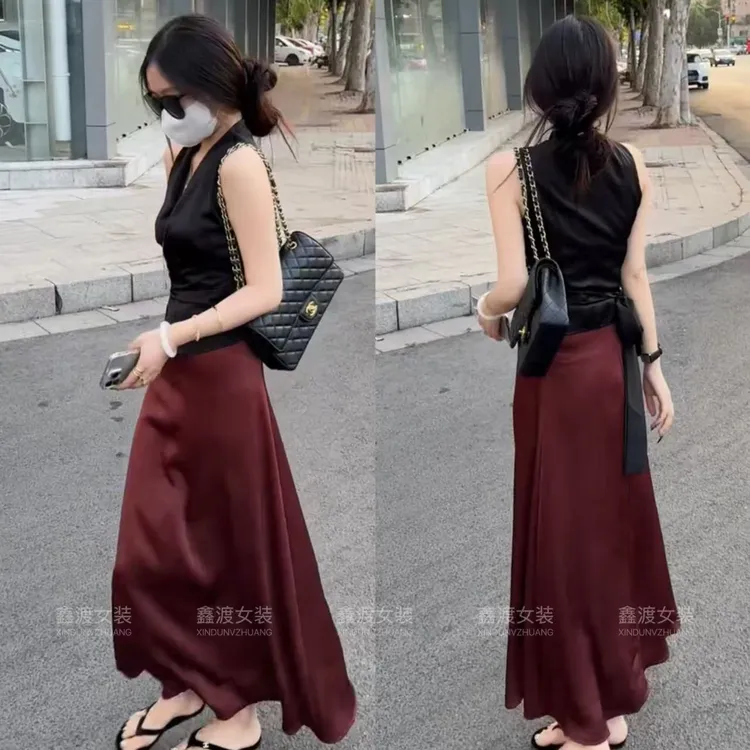 2025夏季新款时尚显瘦气质女士网红洋气两件套百搭款D5679