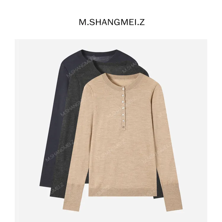 M.SHANGMEI.Z/沐熙【零点黄昏】美大哥轻柔细滑羊毛针织上衣X103149