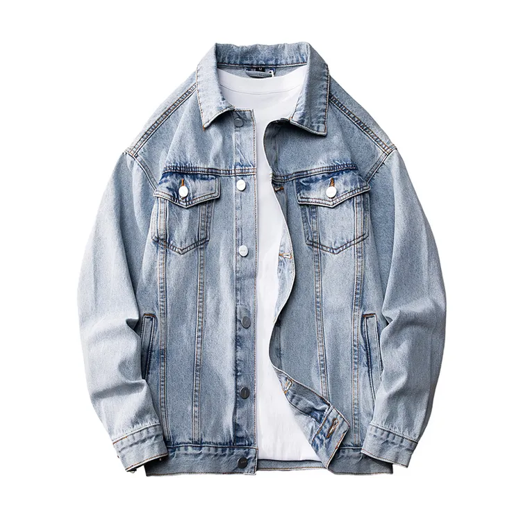 不起球男纽扣春季夹克工装百搭时尚复古韩版情侣男装翻领大码男士