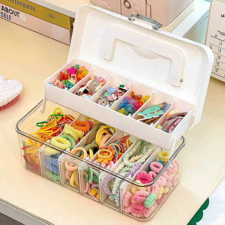 【唯兮】儿童发饰收纳盒桌面大容量带盖首饰盒女生皮筋头绳发夹整理