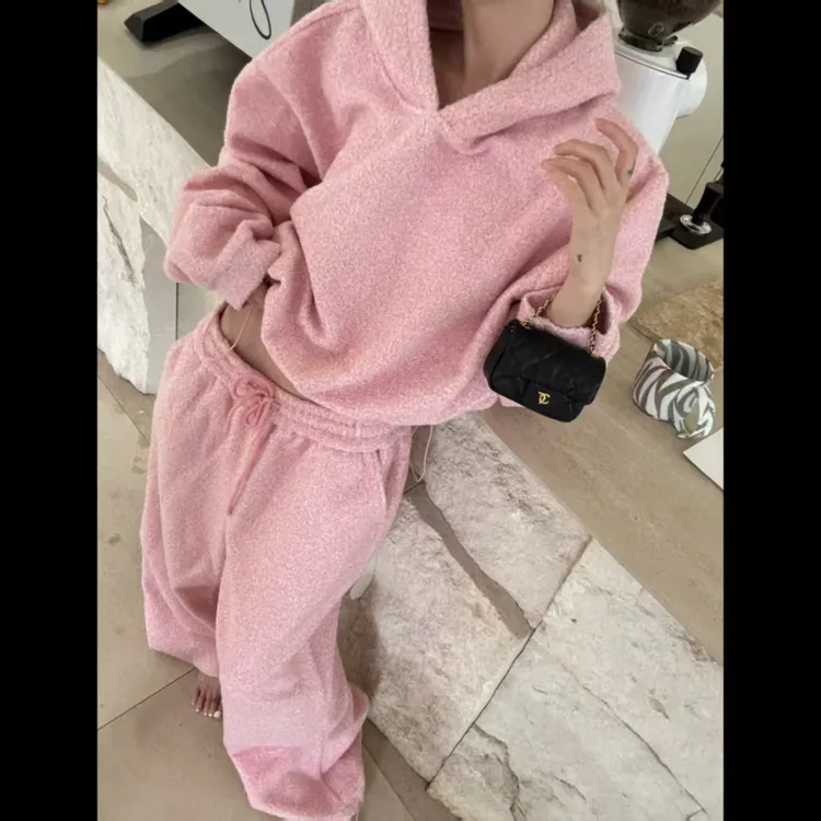 XYSF极简  超级温暖耀眼加厚质感混织羊毛呢套装