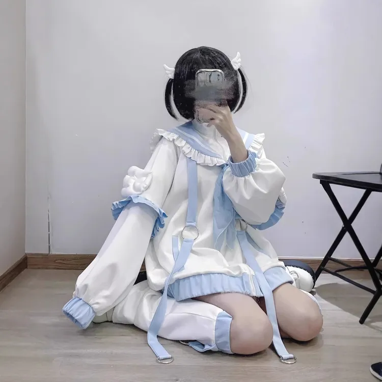 地雷系设计感水色系软妹海军领外套女日系亚文化翅膀可爱开衫上衣