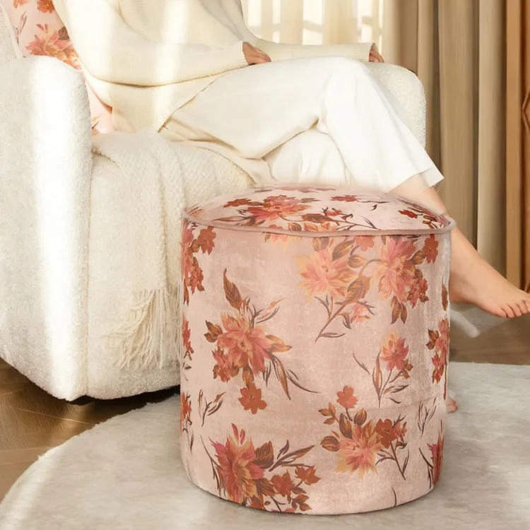 目野「巴黎胭脂」法式坐墩复古丝绒蒲团实木墩沙发换鞋凳客厅高级