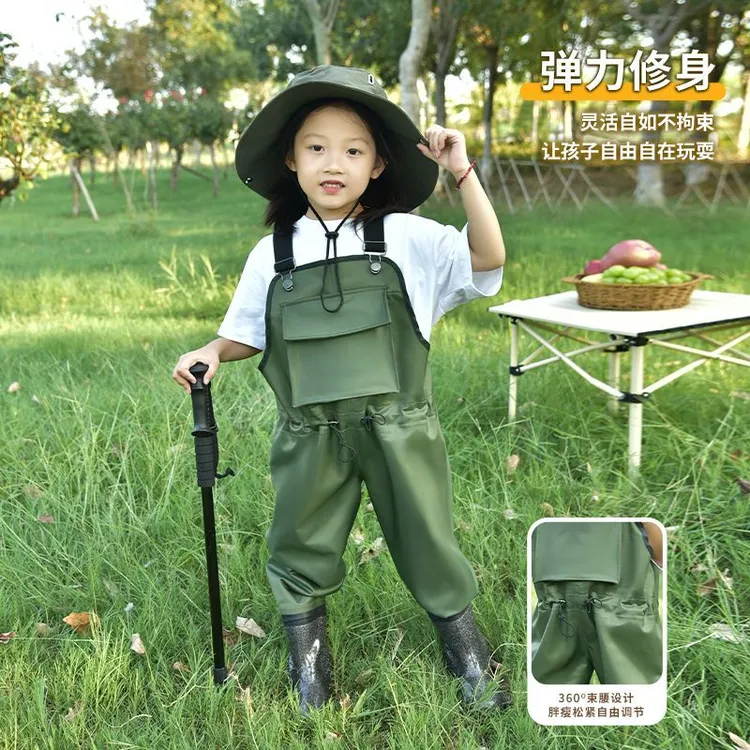 儿童玩水服连涉水衣幼儿园防水雨靴一捉鱼沙滩赶海装备下水裤