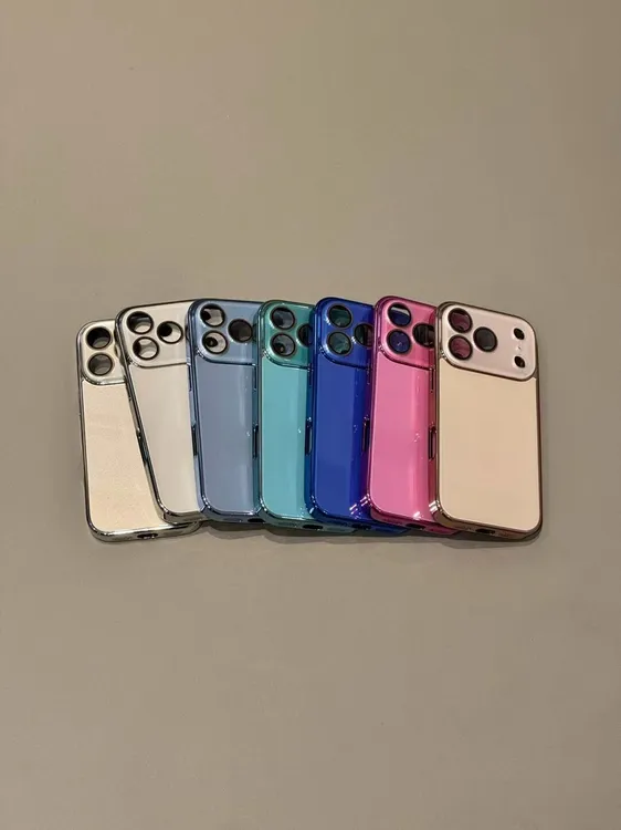 简约ins纯色玻璃适用iPhone16Promax苹果15手机壳13/14电镀边框11