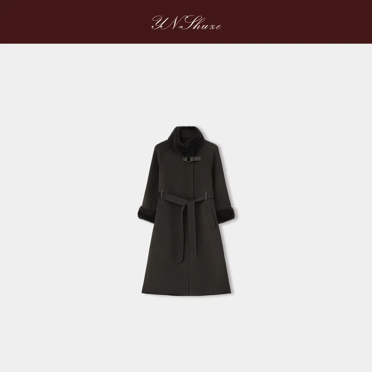 YN-SHUZE【冬日序章】高端水貂毛双面羊毛大衣SZ-YNB-6110319