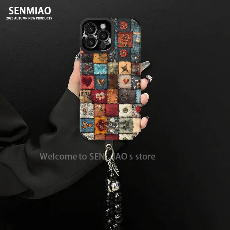 适用【苹果/oppo/华为/vivo/小米】复古拼接花纹羊皮防摔手机壳女款