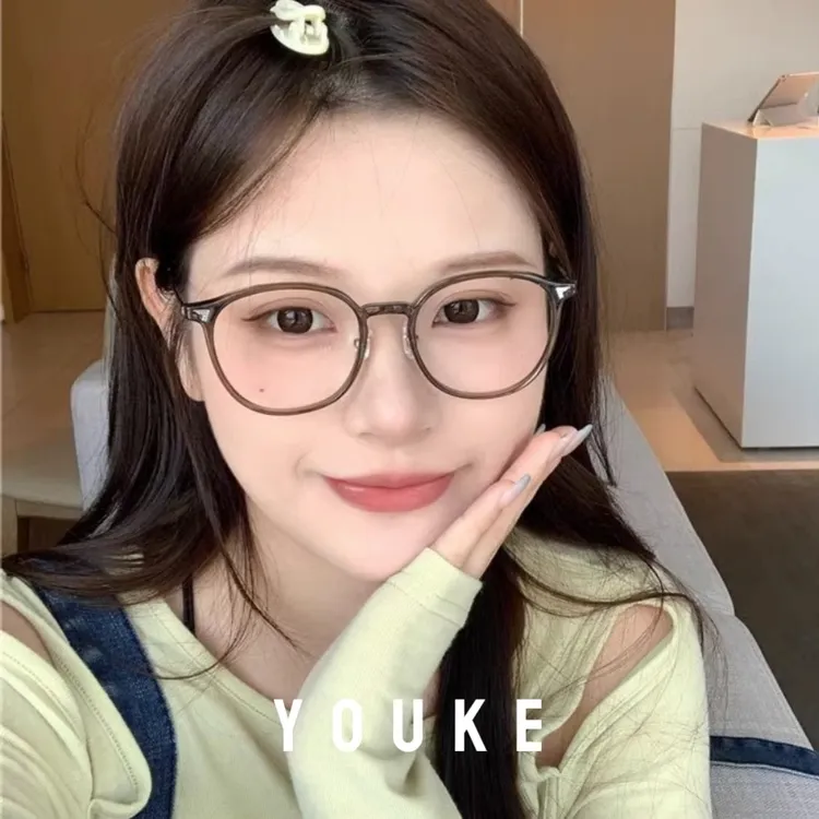 Youke·素颜韩系镜框亚麻棕近视抗辐射小圆框文艺复古超轻ins韩版