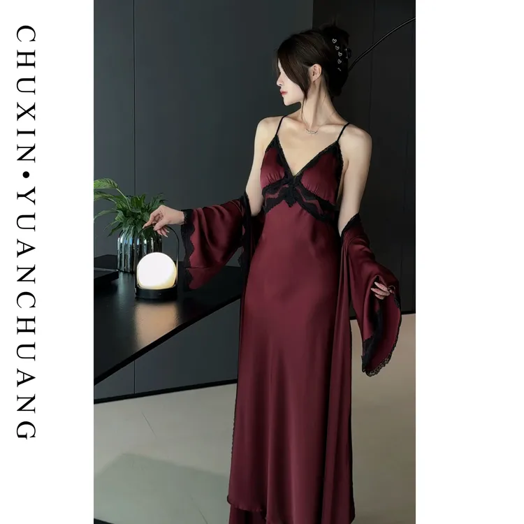 【辛德瑞拉】2025睡衣女秋法式复古长裙高级感睡裙女收腰显瘦可外穿