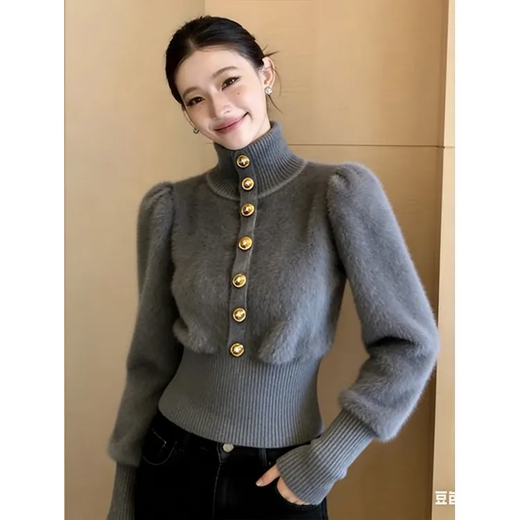 【现货】圣诞新年毛衣女冬季时髦名媛高级感气质收腰小香风针织上衣