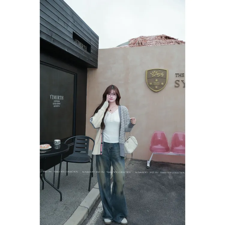 【现货】【流浪裤】温与柔宽松直筒显瘦遮肉水洗折痕阔腿牛仔裤