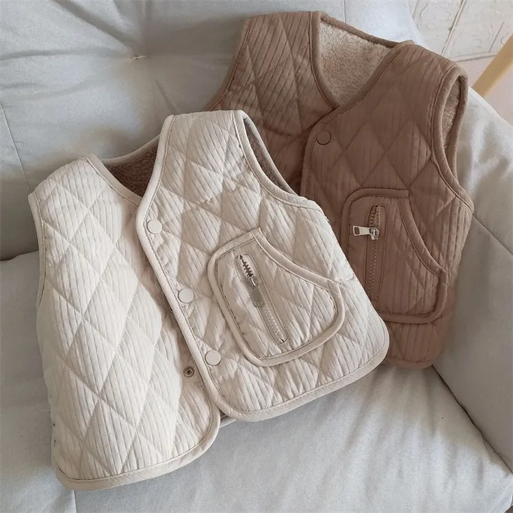 儿童秋冬加厚保暖坎肩女童马甲宝宝韩版复古百搭羊羔绒两面背心