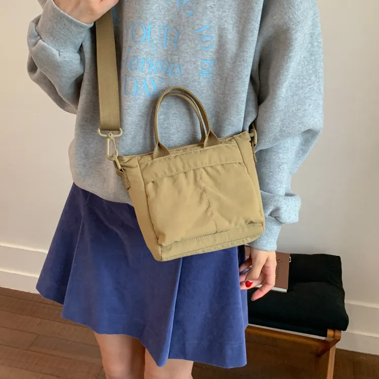 2025新款休闲布包女小方包出门上班简约手提包轻便通勤单肩斜挎包