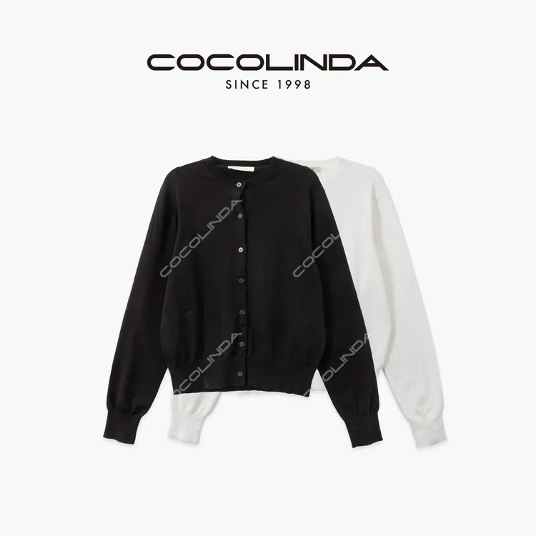 COCOLINDA| 14针棉质美式POLO风加厚秋冬款小领口7扣开衫S5168