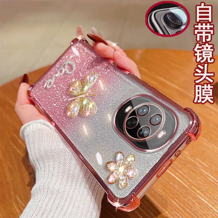 适用华为nova14手机壳TLR-AL00镜头全包镶钻蝴蝶女款新气囊防摔套