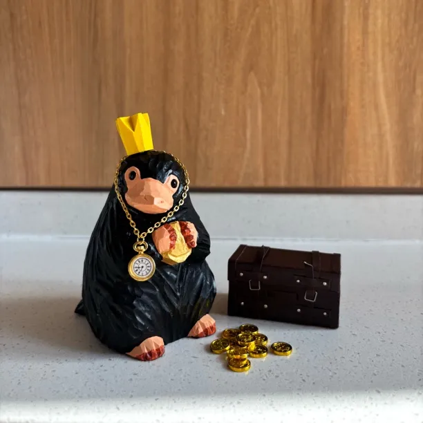 哈利魔法神奇动物嗅嗅鸭嘴兽实松木木雕刻手工招财摆件玩具