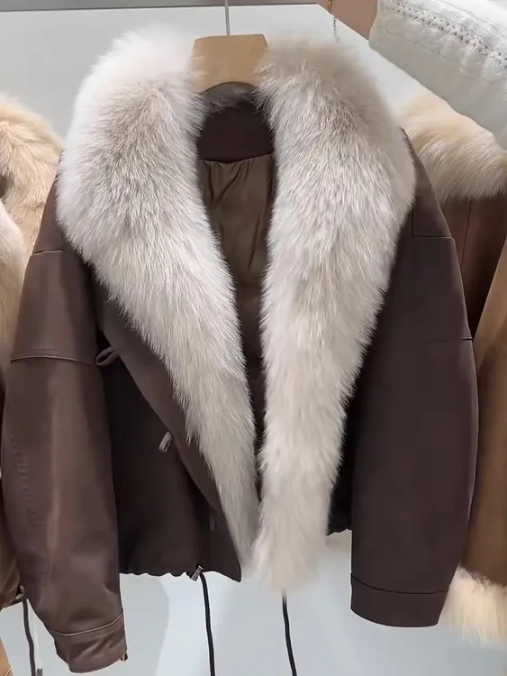 高品质复古休闲棉服女短款小个子冬季慵懒松弛感大毛领派克服外套