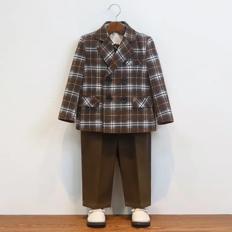 儿童西装花童套装新款英伦男宝宝西服外套男童小主持人礼服演出服