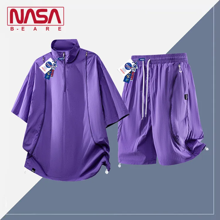 NASA联名冰丝速干运动套装男士夏季青少年帅气潮流一整套酷帅穿搭