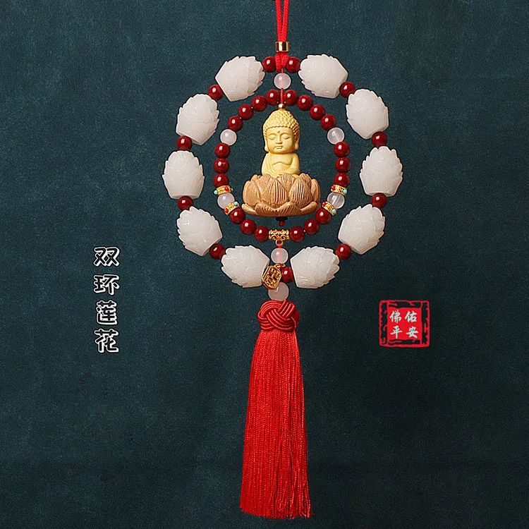 2025爆款汽车挂件莲花小佛饰品车内挂饰平安车载后视镜装饰品