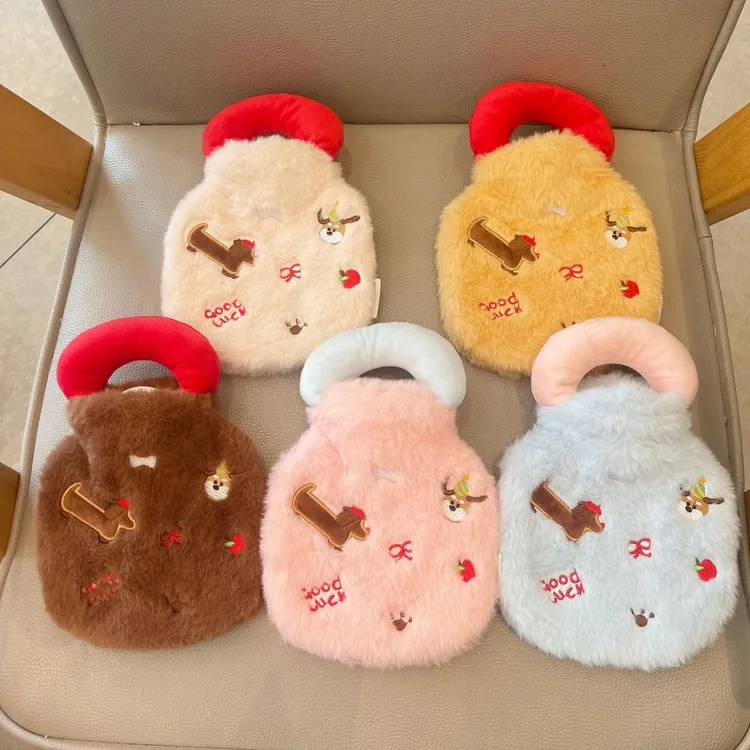 冬季少女可爱毛绒注水热水袋卡通小号便携手提暖手宝可拆洗灌水袋