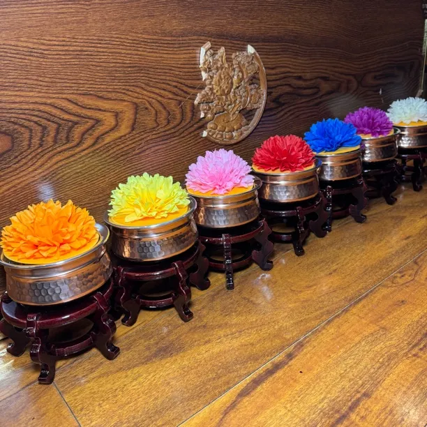 藏式带架子供水碗（七个供水碗+七个架子+七朵花）商品图