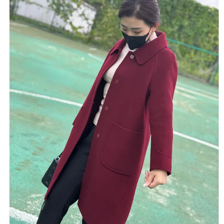 高端100%羊毛双面呢大衣女中长款小个子气质显瘦秋冬新款毛呢外套
