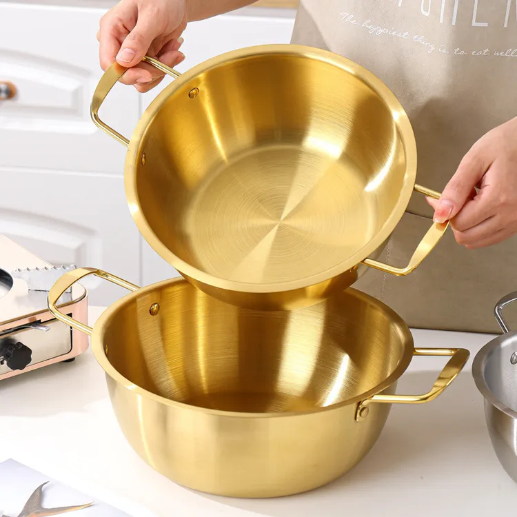 韩国泡面锅小煮锅家用不锈钢双耳螺蛳粉汤锅韩式拉面锅电磁炉火锅