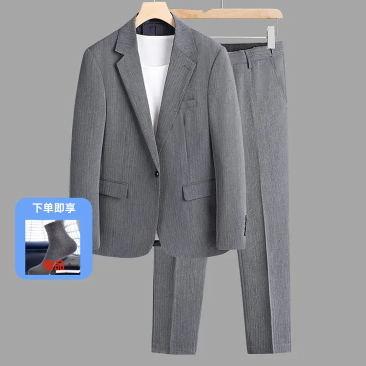 费狄格士休闲西装外套套装修身韩版两件套纯色西服大码上衣