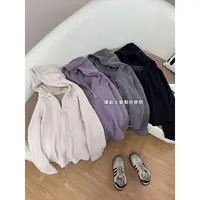 爆瘦S腰】连帽拉链加绒保暖立体经线卫衣女秋冬休闲慵懒风长袖上衣