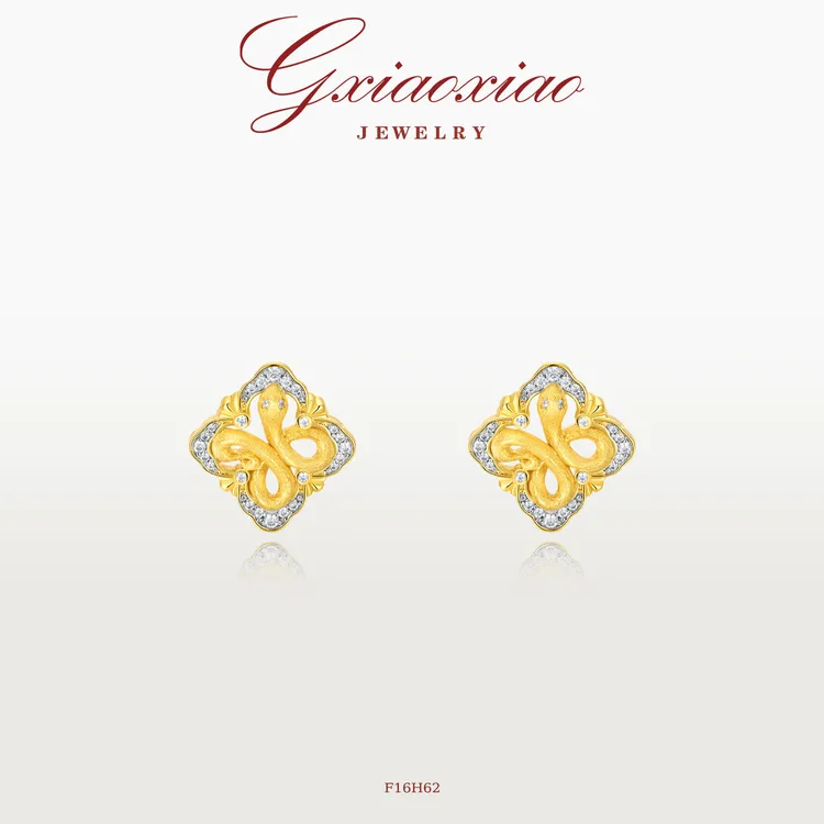 G XIAOXIAO 镀K金 气质复古高级百搭幸运拉丝灵蛇耳环 F16H62