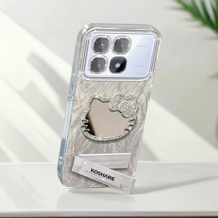 自带镜头膜红米K70至尊版手机壳RedmiK70Ultra软壳镶钻kt猫镜子羽