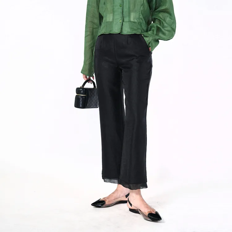 CsyX2春夏2025新款光滑感9分舒适垂顺时尚显瘦休闲裤女CZ5CK028