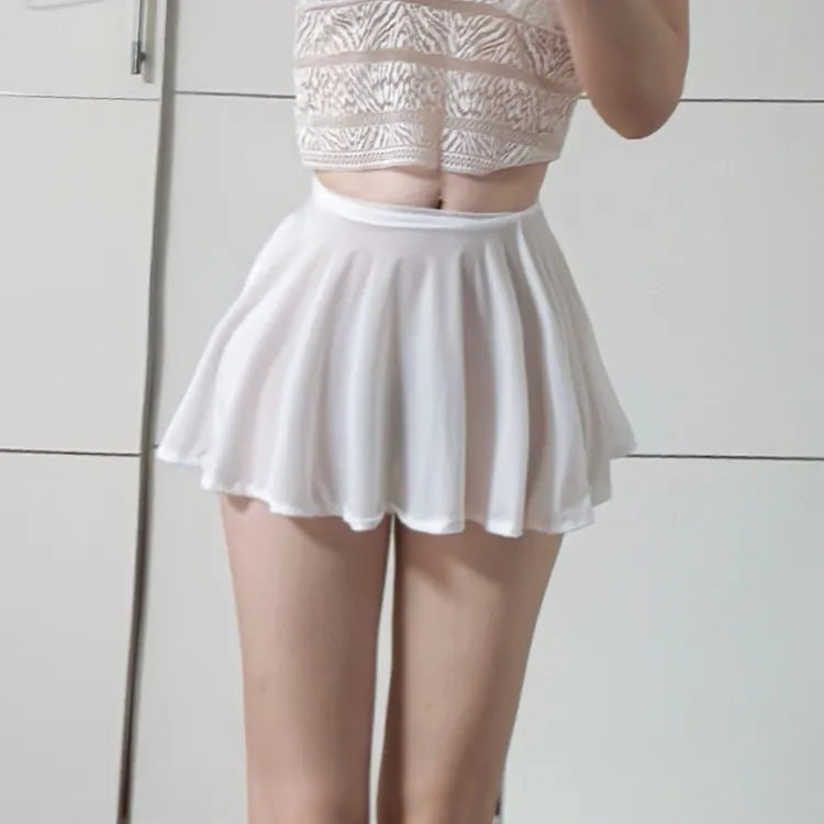 夜店透视冰丝超薄无内衬百褶裙主播擦边超短裙直播辣妹拍照福利裙