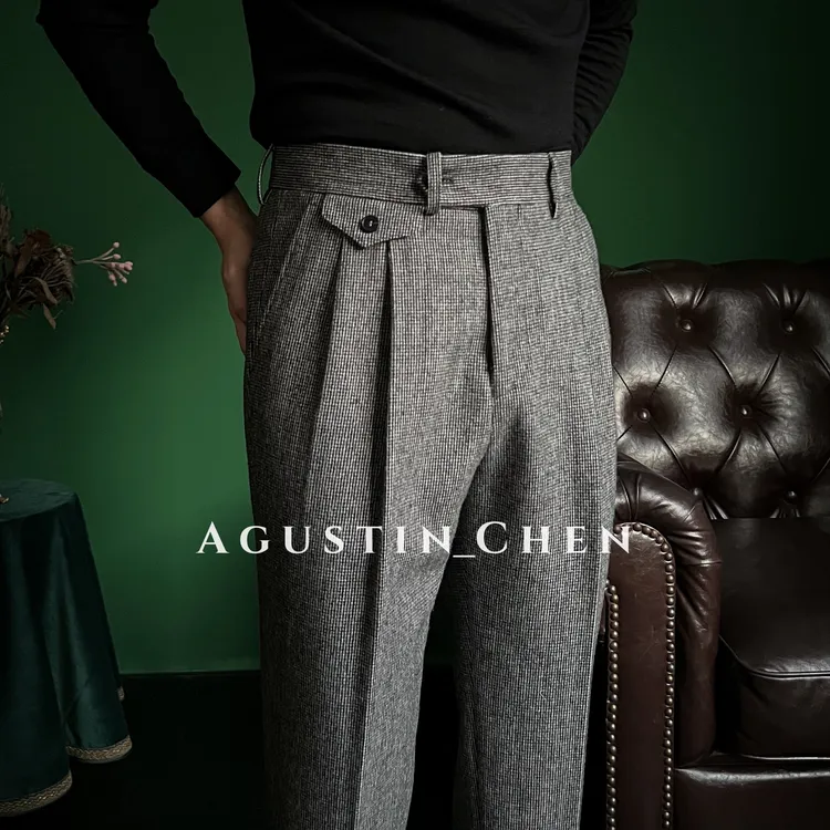 Agustin_Chen 意式秋冬千鸟格粗纺【羊毛】那不勒斯老钱男士西裤