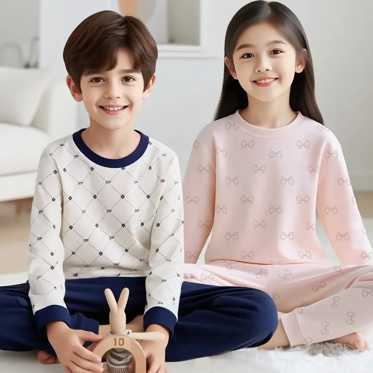麦芽可8009秋冬儿童秋衣秋裤套装男女童宝宝睡衣纯棉秋衣裤家居服