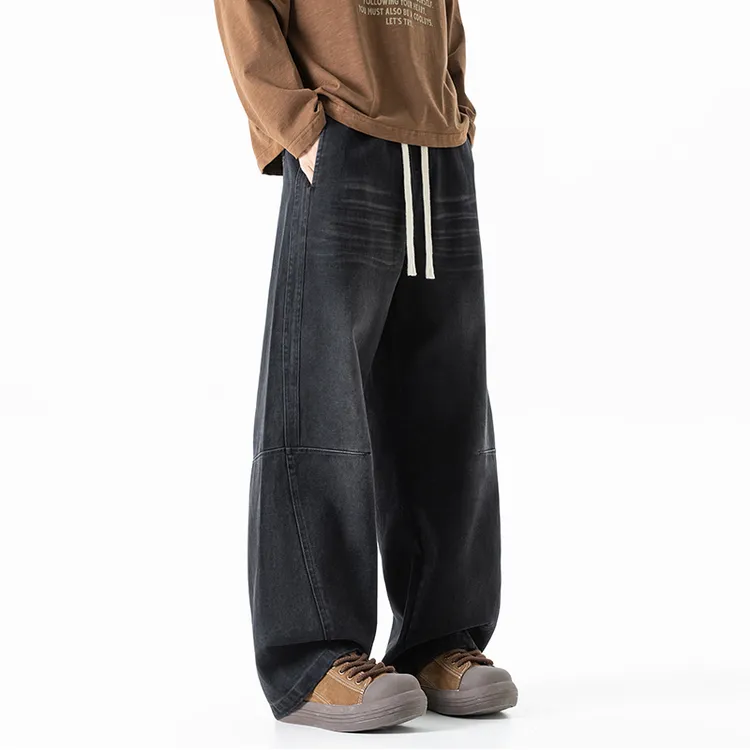 重磅纯棉休闲裤男2025新款秋冬季潮流复古牛仔裤百搭宽松直筒裤子