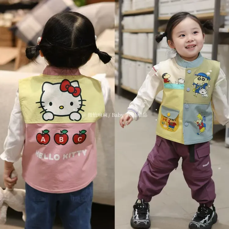 两面穿 可爱小新 kt 春秋新款 男女儿童 马甲坎肩
