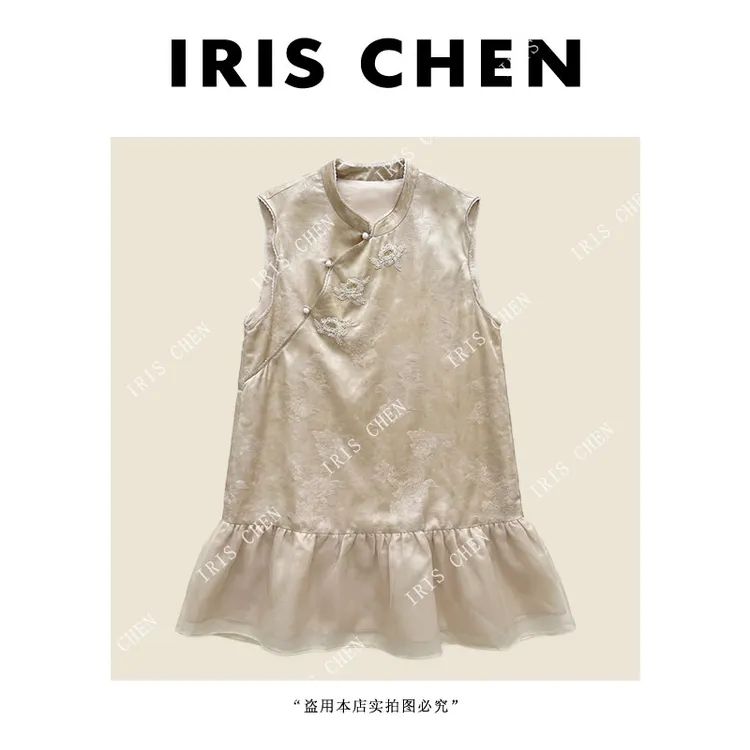 【现货】IRIS CHEN 梦华录 26夏“莱赛尔桑蚕丝”丝光新中式连衣裙