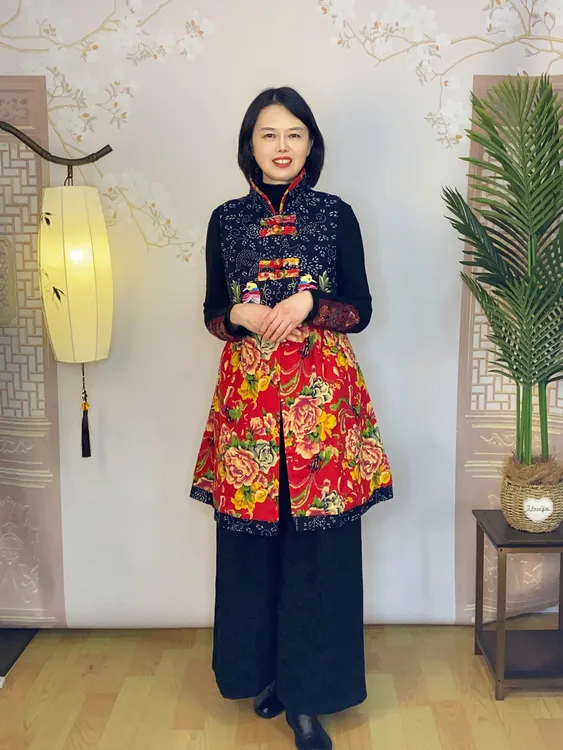 <炫彩东北>民族风中长款气质东北大花马甲中老年女背心外套8831