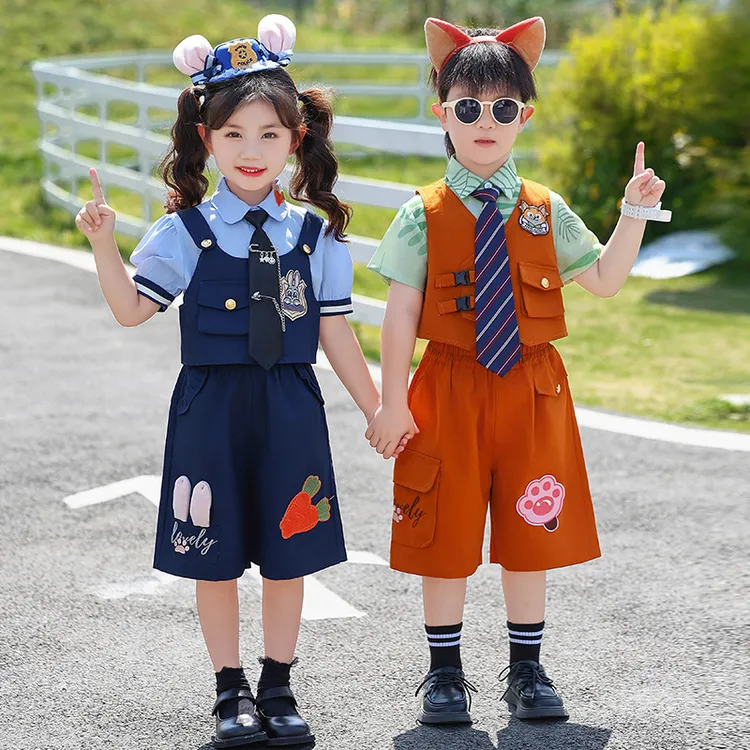夏季男女童疯狂动物城春秋尼克狐狸演出服儿童兔子朱迪服装套装