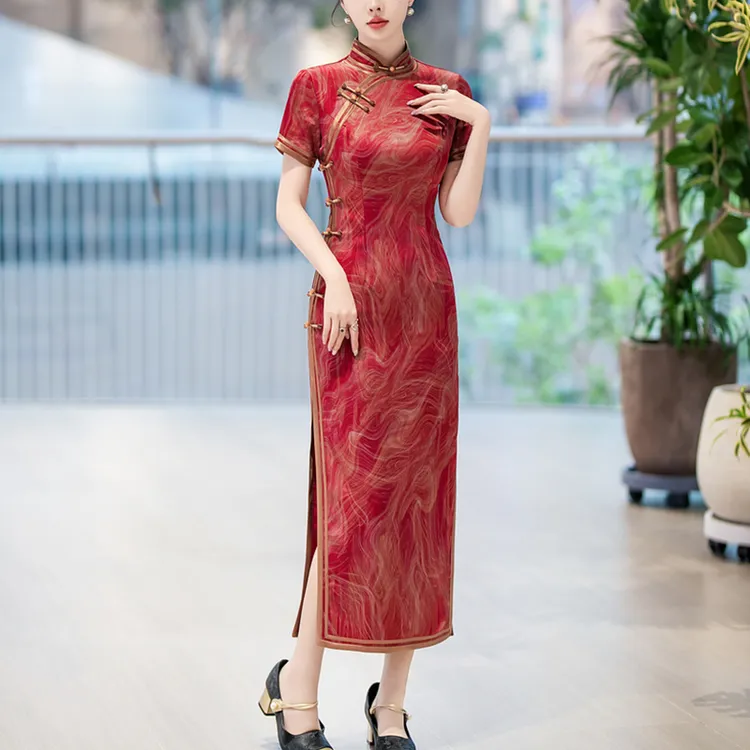 高端新中式旗袍绝美民国风2025新款夏装老上海晚礼服日常可穿长裙