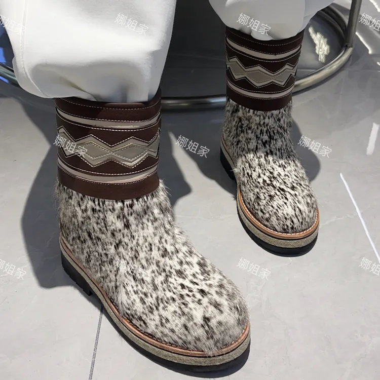 民族元素皮毛一体蒙古女靴88-1（原生态皮毛，每双毛色不一样）