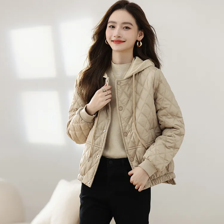 时尚冬季小个子连帽棉服压花韩版棉衣女装短款冬装宽松小棉袄