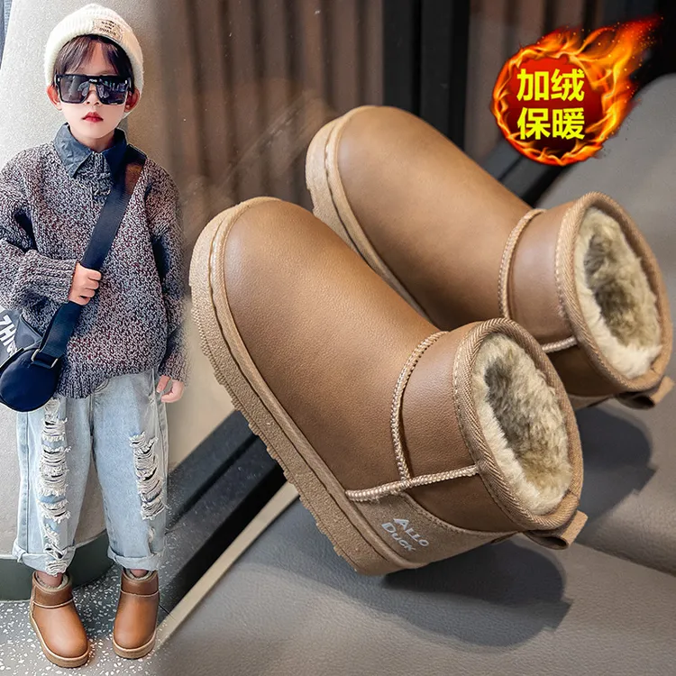 2025新款冬季儿童加厚雪地靴女童防滑短靴男童防水加绒保暖大棉鞋