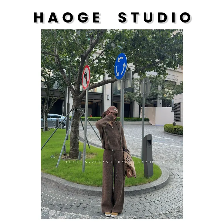 浩哥严选●慢跑套装HGQ5TZ2998A上衣+休闲裤预显瘦宽松秋冬慵懒感