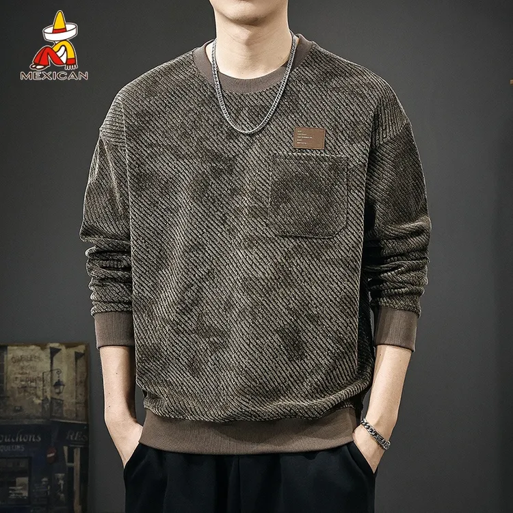 Mexican/稻草人美式复古长袖卫衣男款秋季宽松大码休闲套头上衣潮