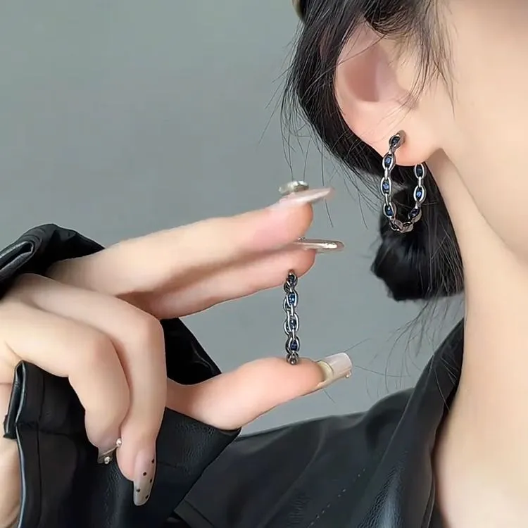 铜合金耳饰 枪黑色圈圈法式耳圈耳扣轻奢气质耳环2025年新款耳饰